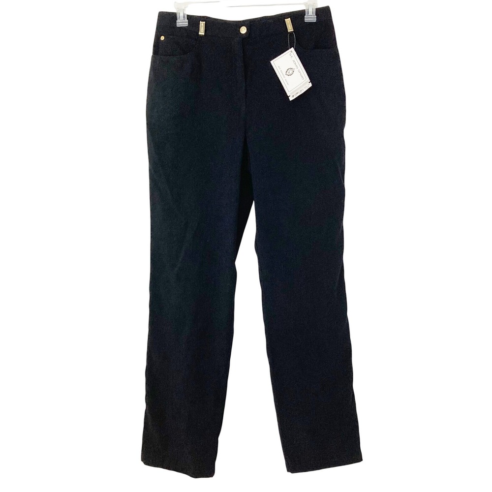 NWT St. John Sport By Marie Gray Black Straight Leg Pants Size 16 High Rise